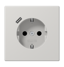 Розетка SCHUKO® с USB-зарядным устройством, тип С; термопласт; светло-серый  LS1520-18CLG  Jung