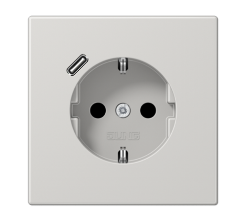 Розетка SCHUKO® с USB-зарядным устройством, тип С; термопласт; светло-серый  LS1520-18CLG  Jung
