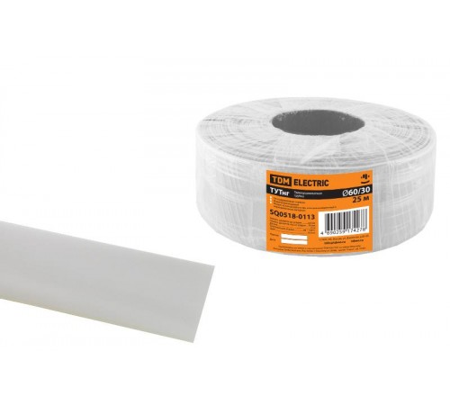 Термоусаживаемая трубка ТУТнг 60/30 белая (25 м/ролл)   SQ0518-0113  TDM