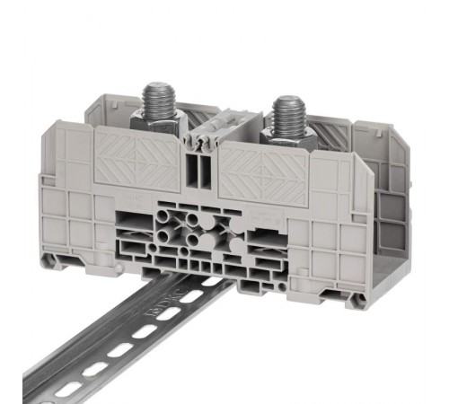 Клемма проходная, болтовой зажим, 2 точки подключения,  300 кв.мм, серая  FER-300  DKC