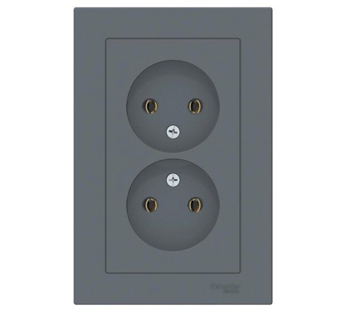 AtlasDesign Грифель Розетка без заземления двойная, 16А, (в сборе с рамкой)  ATN000720  SE