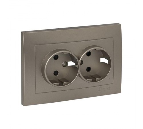 Валенсия лицевая панель розетки 2-местной с/з 16А кашемир с защ. штор. EKF PROxima   ESR16-L-128-40   EKF
