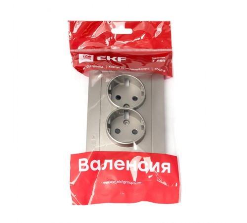 Валенсия лицевая панель розетки 2-местной с/з 16А кашемир с защ. штор. EKF PROxima   ESR16-L-128-40   EKF