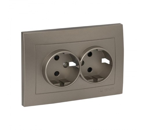 Валенсия лицевая панель розетки 2-местной с/з 16А кашемир с защ. штор. EKF PROxima   ESR16-L-128-40   EKF