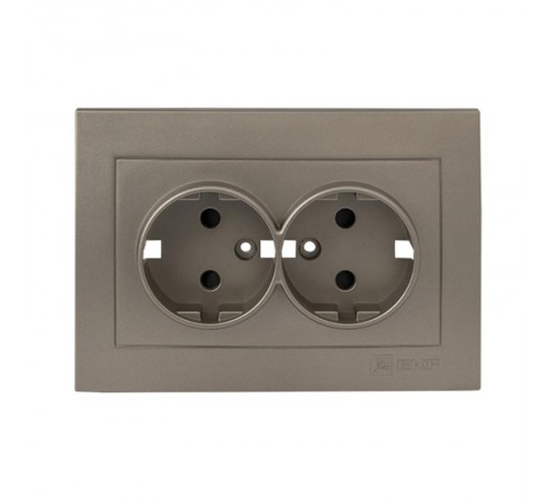 Валенсия лицевая панель розетки 2-местной с/з 16А кашемир с защ. штор. EKF PROxima   ESR16-L-128-40   EKF