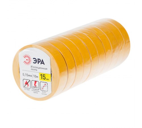 ПВХ-изолента 15мм*10м желтая  C0036554  ЭРА