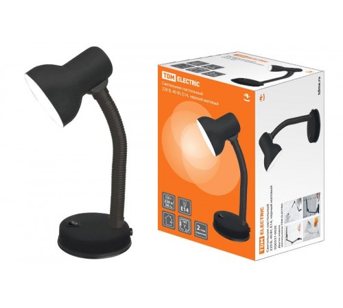 Светильник настольный 220В, 40Вт, Е14, черный мат  SQ0337-0020  TDM