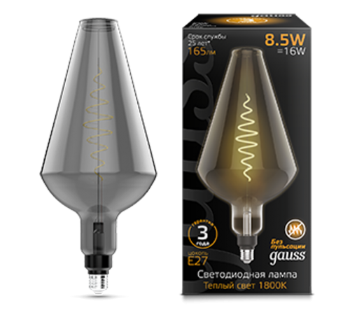 Лампа светодиодная LED Filament Vase E27 8.5W Gray 165lm 1800K 1/2  180802005  Gauss