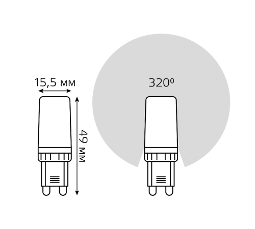 Лампа светодиодная LED 3Вт G9 AC150-265В 2700К  107709103  Gauss