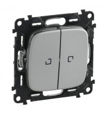 Valena ALLURE DIY Алюминий Переключатель 2-клавишный с подсветкой 10А 250В  752909  Legrand