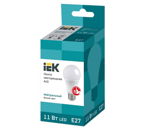 Лампа светодиодная LED 11Вт Е27 220В 4000К A60 груша  LLE-A60-11-230-40-E27  IEK