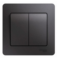 Glossa Графит Выключатель 2-клавишный, сх.5, 10AX (в сборе)  GSL001352  SE