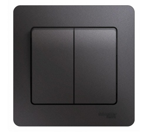 Glossa Графит Выключатель 2-клавишный, сх.5, 10AX (в сборе)  GSL001352  SE