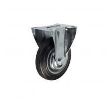 Колесо промышл. неповорот. стал.ободс  резин шиной и роликоподшип., площадка, D125  - накл. Tech  127471  Tech-KREP