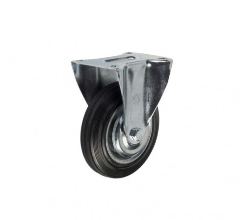 Колесо промышл. неповорот. стал.ободс  резин шиной и роликоподшип., площадка, D125  - накл. Tech  127471  Tech-KREP