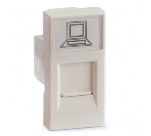 Розетка модульная компьютерная RJ-45 45х22,5мм белая  АДЛ 13-902  Рувинил