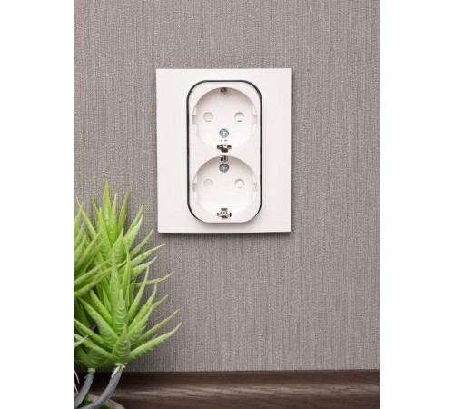 Стокгольм Рамка для розетки 2-местная белая с линией цвета черный PROxima  EYM-G-303-20  EKF