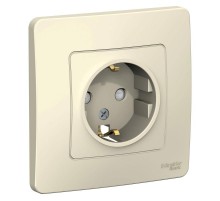 Blanca Молочный С/У Розетка с заземлением со шторками, 16А, 250В  BLNRS001112  SE