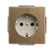 Розетка SCHUKO 16А 250В с защитными шторками, винтовые клеммы, серия Династия, Латунь античная, белая роспись  2011-0-6245   2CKA002011A6245  ABB
