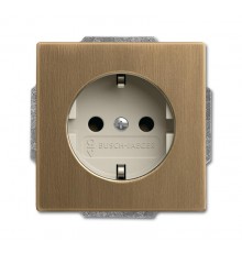 Розетка SCHUKO 16А 250В с защитными шторками, винтовые клеммы, серия Династия, Латунь античная, белая роспись  2011-0-6245   2CKA002011A6245  ABB