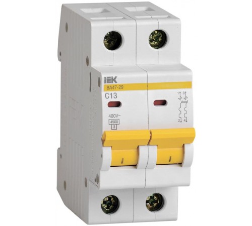 Выключатель автоматический двухполюсный ВА47-29 13А C 4,5кА KARAT  MVA20-2-013-C  IEK