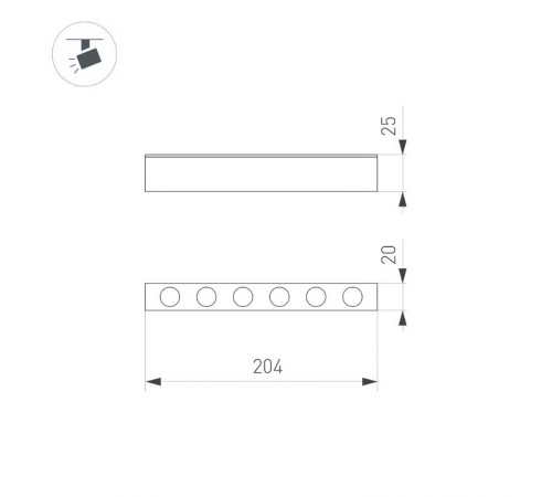Светильник MAG-DOTS-25-L200-6W Day4000 (BK, 30 deg, 24V) (arlight, IP20 Металл, 3 года)  033237  Arlight