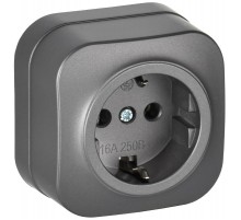 GLORY Розетка с з/к без з/ш о/у 16А РС20-3-ХСм сталь матовый  ERH11-K46M-16  IEK