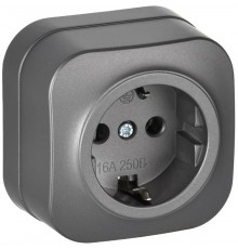 GLORY Розетка с з/к без з/ш о/у 16А РС20-3-ХСм сталь матовый  ERH11-K46M-16  IEK