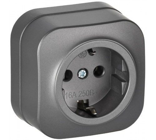 GLORY Розетка с з/к без з/ш о/у 16А РС20-3-ХСм сталь матовый  ERH11-K46M-16  IEK