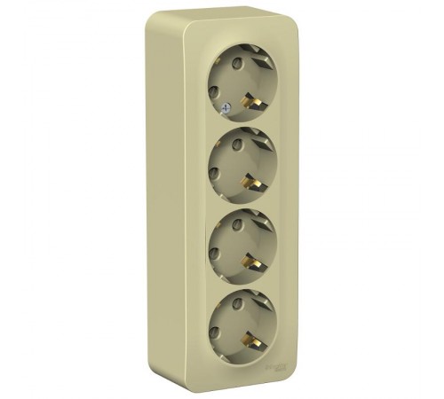 Blanca Бежевый О/У с изолирующей пластиной Розетка 4-ая с заземл. со шт. 16А, 250В  BLNRA011417  SE