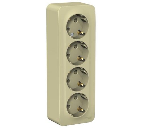 Blanca Бежевый О/У с изолирующей пластиной Розетка 4-ая с заземл. со шт. 16А, 250В  BLNRA011417  SE