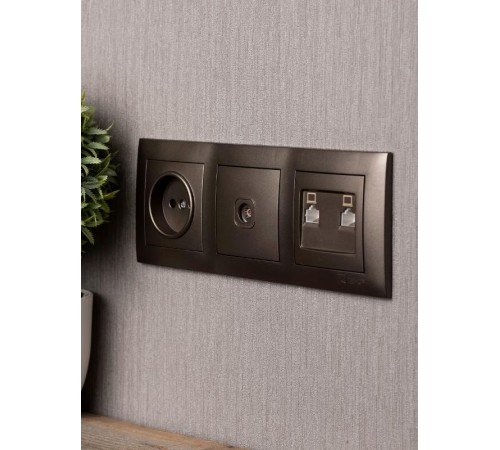 Валенсия Рамка 3-местная графит EKF   EWM-G-303-60   EKF