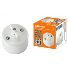 Выключатель фарфоровый поворотный с ручкой (бантик) 10А белый "Болонь"  SQ1820-0001  TDM