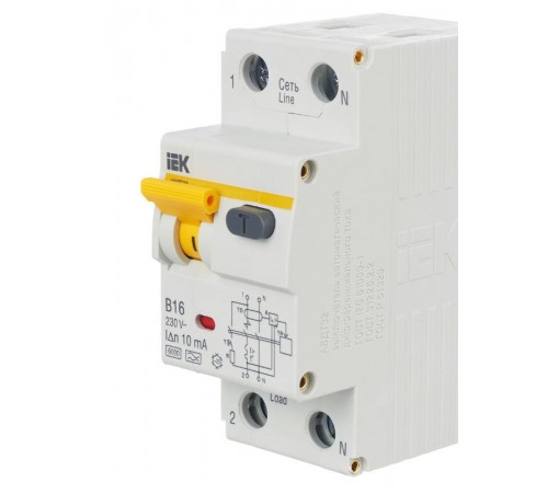 Выключатель автоматический дифференциального тока АВДТ 32 1п+N 16А B 10мА тип A  MAD22-5-016-B-10  IEK