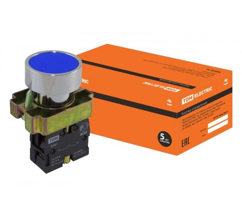 Кнопка BА61 без подсветки синий 1з   SQ0704-0041  TDM