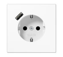 Розетка SCHUKO® с USB-зарядным устройством, тип A; термопласт; белый  LS1520-18AWW  Jung