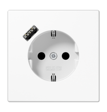 Розетка SCHUKO® с USB-зарядным устройством, тип A; термопласт; белый  LS1520-18AWW  Jung