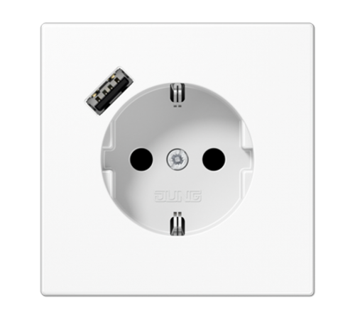 Розетка SCHUKO® с USB-зарядным устройством, тип A; термопласт; белый  LS1520-18AWW  Jung