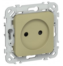 FLITE Розетка без заземления со шторками 10А РСш01-0-ФлО оливковый  FI-R13-10-K26  IEK