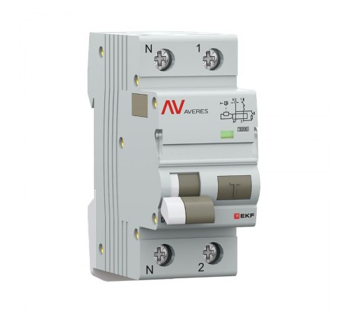 Дифференциальный автомат (УЗО) DVA-10 1P+N 6А (D) 300мА (AC) 10кА  AVERES rcbo10-1pn-6D-300-ac-av EKF