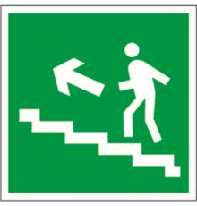 Знак безопасности BL-2010B.E16"Напр. к эвакуац. выходу по лестн. вверх (лев)"  a15040  Белый свет