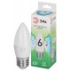 Лампа светодиодная  GREEN LINE LED B35-6W-840-E27 GL E27 6 Вт свеча яркий белый свет  Б0067132  ЭРА