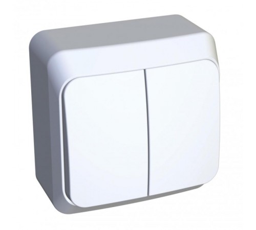 Этюд Белый О/У Выключатель 2-клавишный  BA10-002B  SE