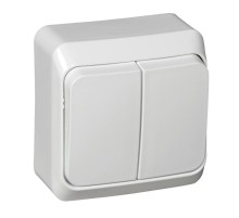 Этюд Белый О/У Выключатель 2-клавишный  BA10-002B  SE