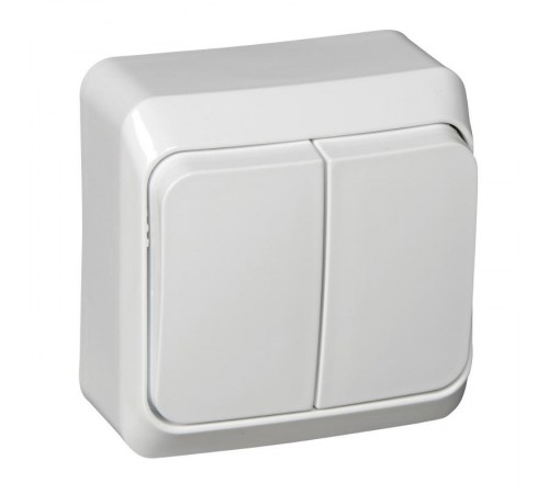 Этюд Белый О/У Выключатель 2-клавишный  BA10-002B  SE