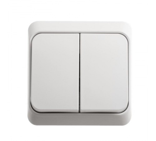 Этюд Белый О/У Выключатель 2-клавишный  BA10-002B  SE