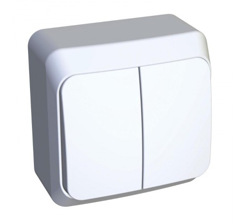 Этюд Белый О/У Выключатель 2-клавишный  BA10-002B  SE