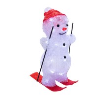 Акриловая светодиодная фигура Снеговик на лыжах 16х20х29 см, 30 светодиодов, батарейки 3хАА (не входят в комплект)  513-325  NEON-NIGHT