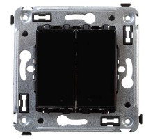 Выключатель двухклавишный в стену, "Avanti", "Черный квадрат"  4402104  DKC