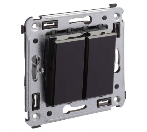 Выключатель двухклавишный в стену, "Avanti", "Черный квадрат"  4402104  DKC